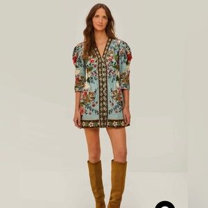 Farm Rio Blue Beauty Bouquet Mini Dress